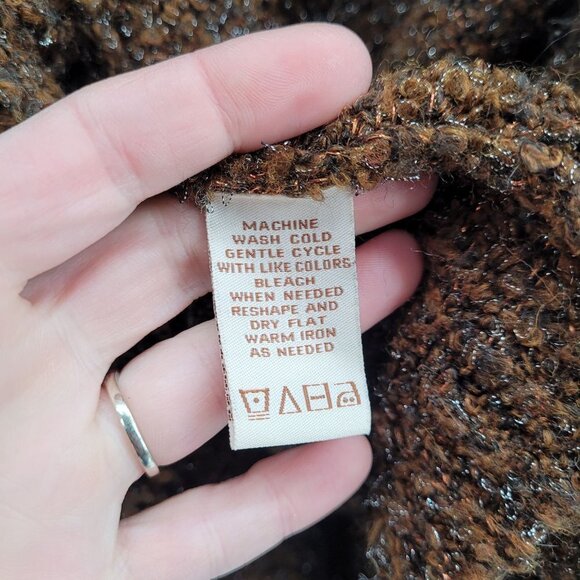 Clothes womens large brown metallic long duster cardigan coat acrylic blend - Picture 6 of 10